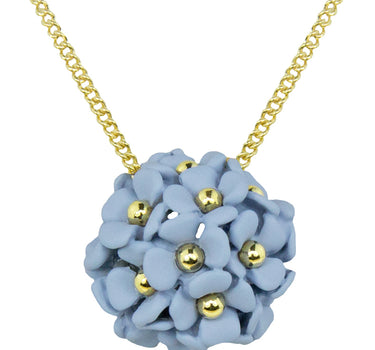 LUISIA® Halskette Mia mit Blüten Kugel - 16 Karat vergoldet Hellblau
