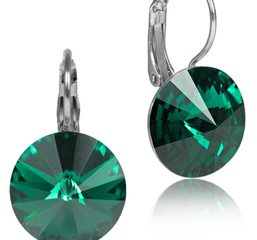 LUISIA® 12 mm Ohrringe Rivoli mit Kristallen von Swarovski® - Emerald / Smaragdgrün