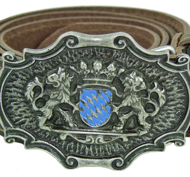 Trachtengürtel mit Koppelschließe und Bayernwappen - Dunkelbraun