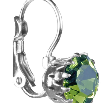 LUISIA® Ohrringe Grazia mit Kronen Anhänger und Kristall von Swarovski® - Olivgrün