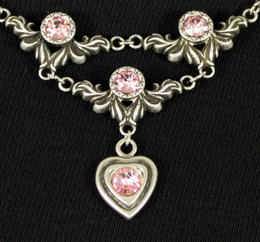LUISIA Halskette Isabel mit Herz und Kristallen von Swarovski - Rosa