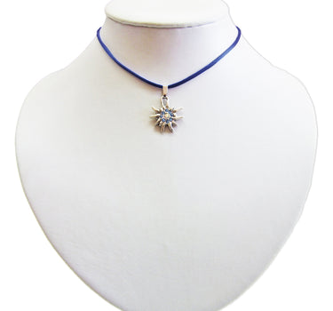Kinder Trachten Halskette mit Edelweiß - Dunkelblau
