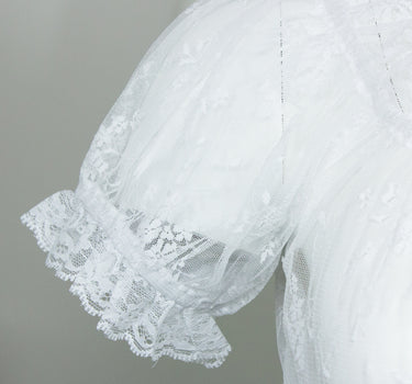 Pierre Marcel Transparente Damen Carmen Dirndlbluse Mila mit Spitze - Weiß