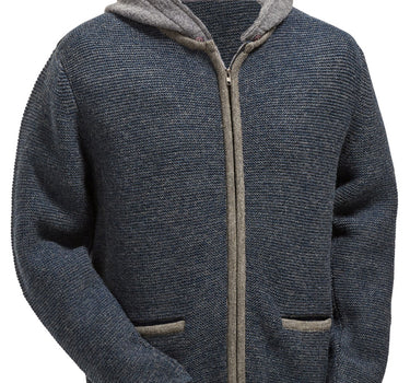 Maddox Herren Trachten Strickjacke Tristan mit Kapuze - Indigo Blau