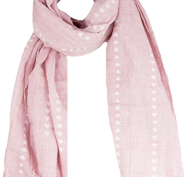 Halstuch Schal Unifarben mit Herzen und Glitzer Streifen 185 x 70 cm | Rosa