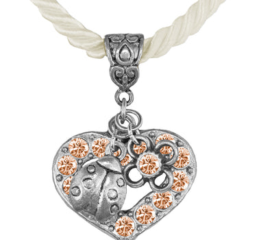LUISIA Kordelkette Svea mit Herzanhänger und Glückskäfer - Creme