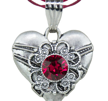 LUISIA® Halskette Paula mit Herzanhänger und Kristall von Swarovski® - Dunkelrot