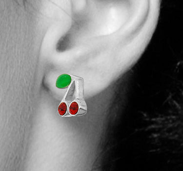 LUISIA Ohrstecker "Kinder Ohrringe Kirschen mit Kristallen von Swarovski" 925 Silber