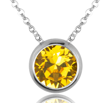 LUISIA Halskette "Ciri" mit Kristallen von Swarovski - 11 mm - Silber / Light Topas
