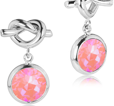 LUISIA Ohrringe mit Knoten und Kristall von Swarovski - Silber / Lotus Pink Delite