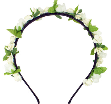 Blumen Haarreif "Liliana" mit Rosen | Creme Weiß