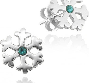 LUISIA® Ohrstecker Schneeflocke mit Kristall von Swarovski® - 925 Sterling Silber - Blau