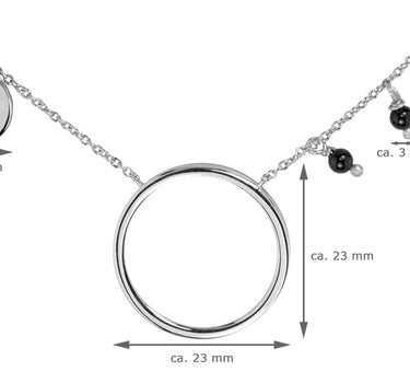 LUISIA Halskette "Ring mit schwarzen Achat Perlen" 67051 | 925 Silber (Länge 50cm)