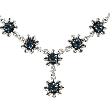 Blumen Collier mit Ohrhängern - Ozeanblau