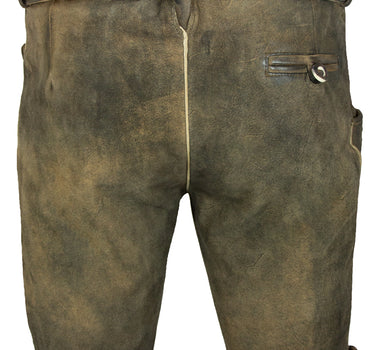 Maddox Kurze Lederhose Herbert mit Gürtel - Antik Erle