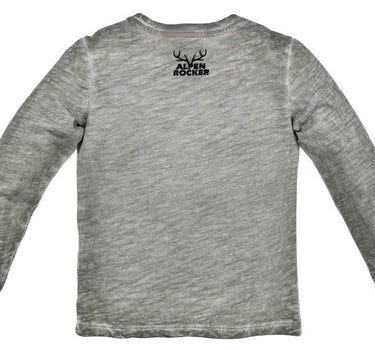 BONDI Trachten Langarm Shirt "Alpenrocker" mit Hirschmotiv 29920 - Stone Grau