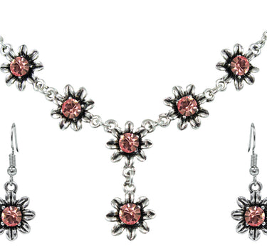 Blumen Collier mit Ohrhängern - Rosa