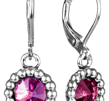 Ohrringe Aurelia mit rundem Anhänger und Kristallen von Swarovski® - Pink