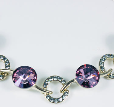 LUISIA Goldenes Damen Armband mit rosa Rivoli Kristallen von Swarovski