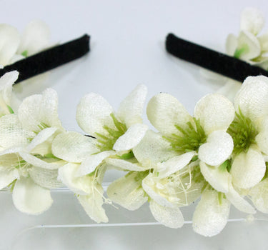 Blumen Haarreif "Ranya" mit Seidenblüten | Creme Weiß