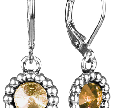 Ohrringe Aurelia mit rundem Anhänger und Kristallen von Swarovski® - Hellbraun