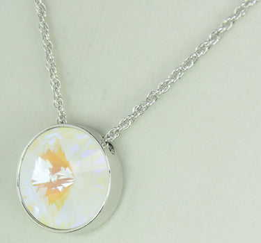 LUISIA Halskette "Sinja" mit Kristallen von Swarovski - 14 mm - Silber / Light Grey Delite