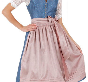 Krüger Collection Damen Dirndl Pia - Blau Rosé 70cm