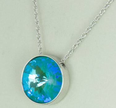 LUISIA Halskette "Sinja" mit Kristallen von Swarovski - 14 mm - Silber / Laguna Delite