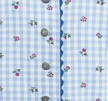 Pierre Marcel Damen Blümchen Trachtenbluse Amelie mit Stehkragen - Blau