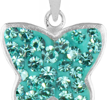 LUISIA® Kettenanhänger Schmetterling mit Kristallen von Swarovski® - 925 Sterling Silber - Türkis
