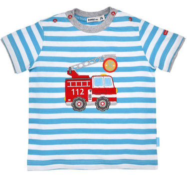 BONDI Baby Jungen T-Shirt "Feuerwehr" 91481 - Blau / Weiß | Kurzarmshirt