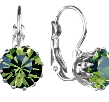 LUISIA® Ohrringe Grazia mit Kronen Anhänger und Kristall von Swarovski® - Olivgrün