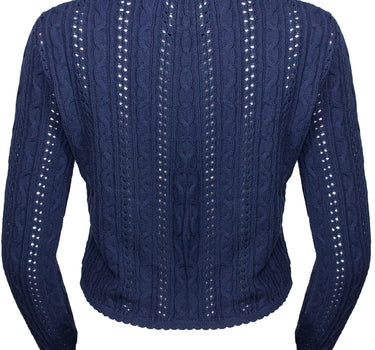Huber Damen Trachten Strickjacke "Auri" mit Stehkragen | Marine Blau