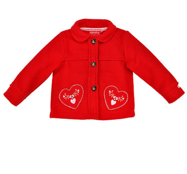 BONDI Mädchen Trachten Fleecejacke "Herzilein" 86624 - Rot | Kinderjacke