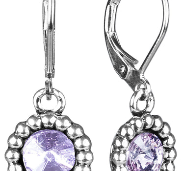 Ohrringe Aurelia mit rundem Anhänger und Kristallen von Swarovski® - Flieder