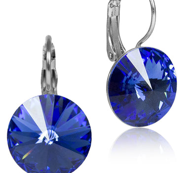 LUISIA® 12 mm Ohrringe Rivoli mit Kristallen von Swarovski® - Safir / Royalblau