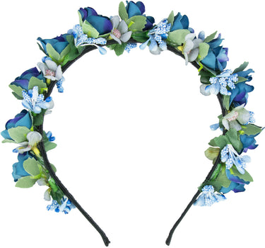 Blumen Haarreif "Sabia" mit Rosen und Blüten | Blau