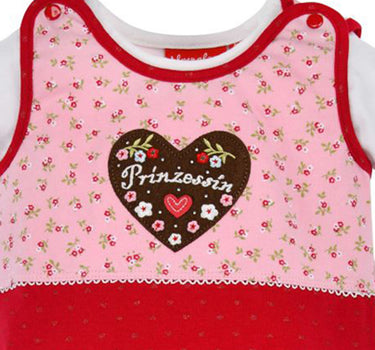 BONDI Baby Strampler "Prinzessin" mit Herz 86557 | Mädchen Overall 2-tlg. Rosa Rot