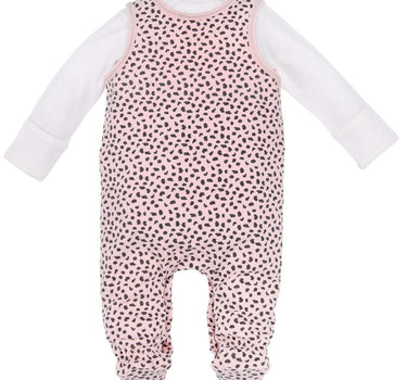 BONDI Baby Strampler "Kätzchen" mit Leoprint 93706 - Apricot / Schwarz | Babystrampelanzug