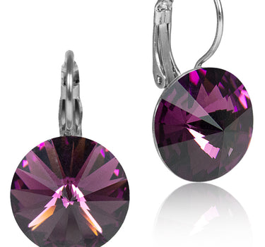 LUISIA® 12 mm Ohrringe Rivoli mit Kristallen von Swarovski® - Amethyst / Pflaume