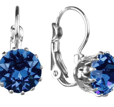 LUISIA® Ohrringe Grazia mit Kronen Anhänger und Kristall von Swarovski® - Ozeanblau