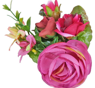 Anstecknadel mit bunten Blumen - Pink