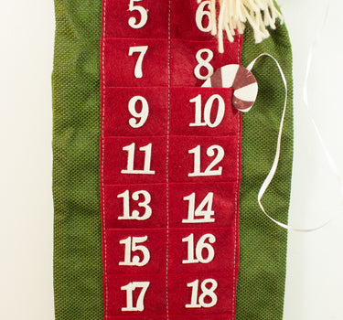 Schneemann Adventskalender zum Befüllen - Rot Grün 75 cm