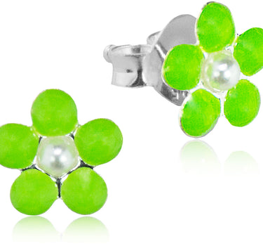 LUISIA® Ohrstecker Blume  - 925 Sterling Silber Hellgrün