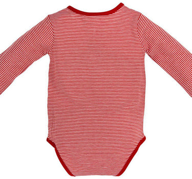 BONDI Langarm Baby Body "Zuckermaus" mit Herz 86362 - Rot Weiß Geringelt - Trachtenmode Mädchen