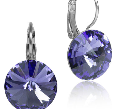 LUISIA 14 mm Ohrringe Rivoli mit Kristallen von Swarovski - Tanzanite / Lila