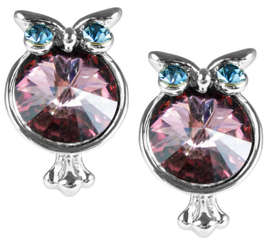 LUISIA Eulen Ohrstecker mit Kristallen von Swarovski - Lila
