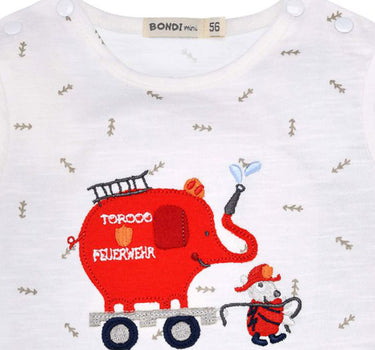 BONDI Baby Kleinkinder T-Shirt  "Feuerwehr" 93681 - Weiß | Kurzarmshirt