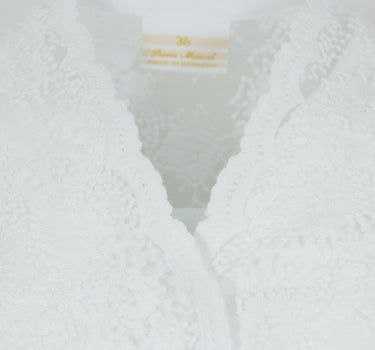 Pierre Marcel Damen Halbarm Spitzen Dirndlbluse Bernice mit Pailletten - Weiß