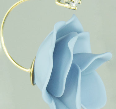 LUISIA Front Back Ohrringe Jarla mit Blumen - 16 Karat vergoldet Hellblau